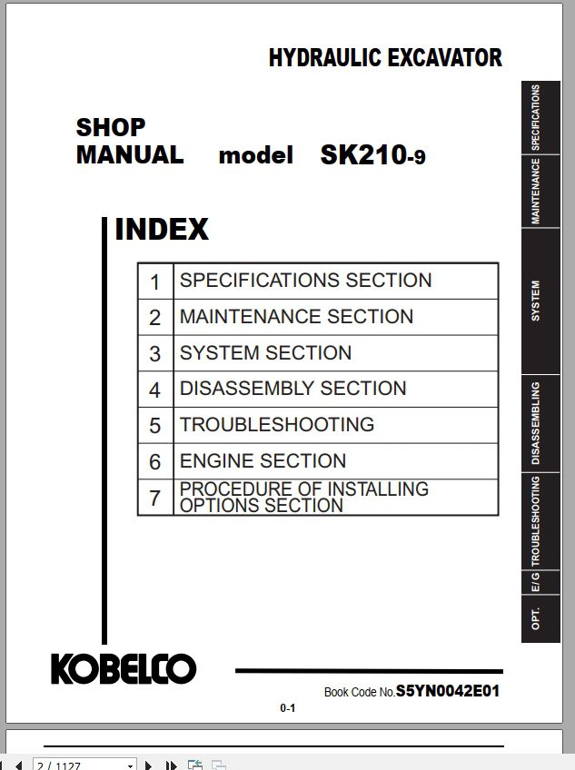 Kobelco Hydraulic Excavator SK210 9 Tier 4 Service Manual 2