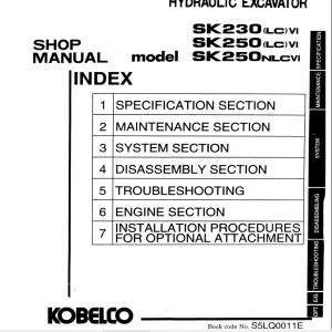 Kobelco Hydraulic Excavator SK230LC VI SK250LC VI SK250NLC VI Shop Manual 2 1
