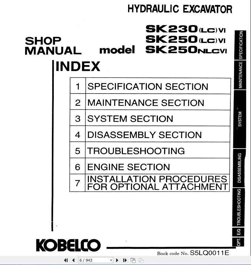 Kobelco Hydraulic Excavator SK230LC VI SK250LC VI SK250NLC VI Shop Manual 2 1