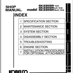 Kobelco Hydraulic Excavator SK235SR 1ES SK235SRLC 1ES SK235SRNLC 1ES Shop Manual 2