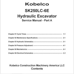 Kobelco Hydraulic Excavator SK250LC 6E Shop Manual 2