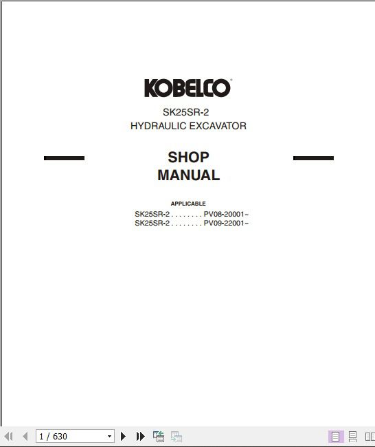 Kobelco Hydraulic Excavator SK25SR 2 Shop Manual 1