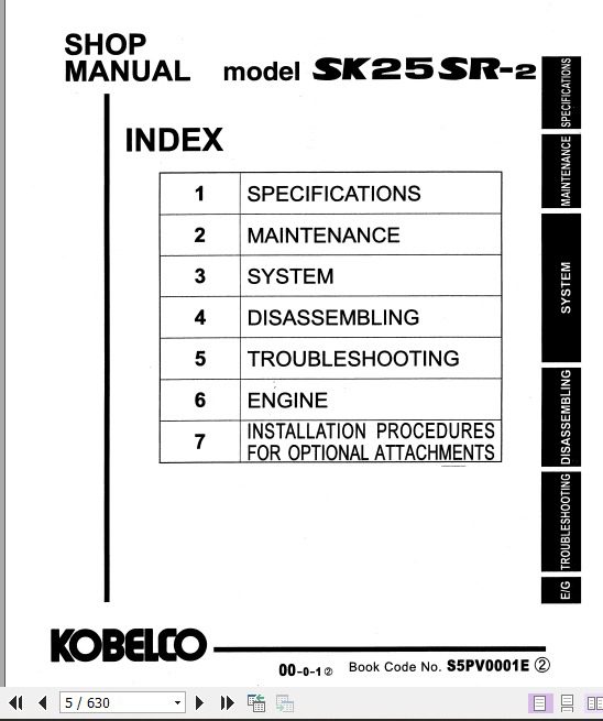 Kobelco Hydraulic Excavator SK25SR 2 Shop Manual 2