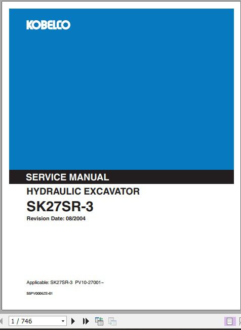 Kobelco Hydraulic Excavator SK27SR 3 Service Manual 1