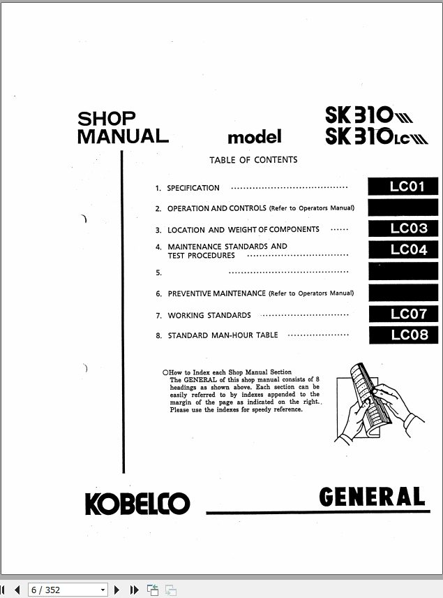 Kobelco Hydraulic Excavator SK310 III SK310LC III Service Manual 2