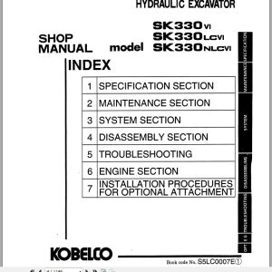 Kobelco Hydraulic Excavator SK330 VI SK330LC VI SK330NLC VI Shop Manual 2