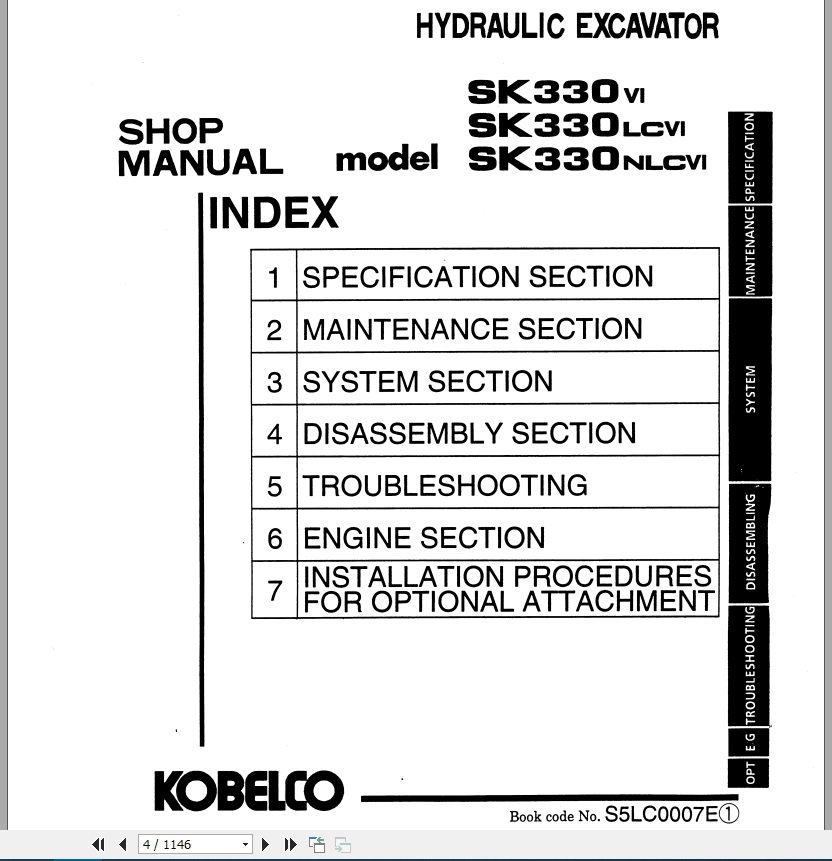 Kobelco Hydraulic Excavator SK330 VI SK330LC VI SK330NLC VI Shop Manual 2