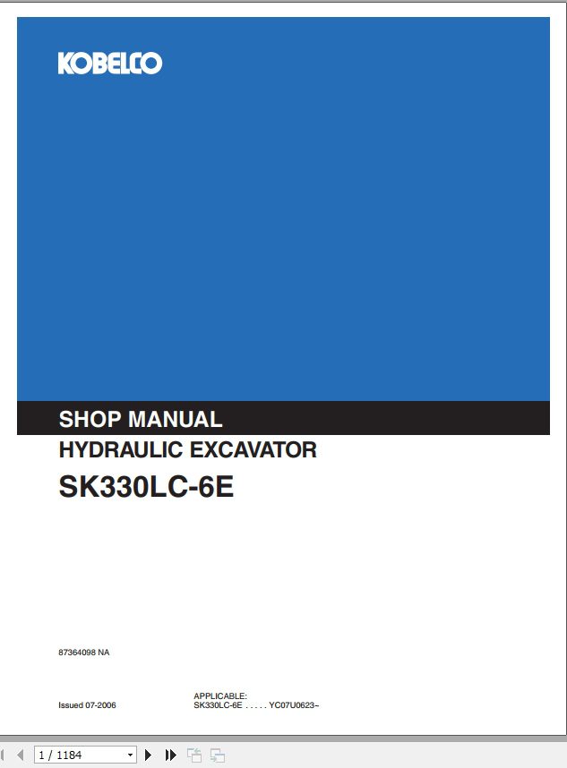 Kobelco Hydraulic Excavator SK330LC 6E Shop Manual 1 1