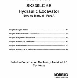 Kobelco Hydraulic Excavator SK330LC 6E Shop Manual 2 1