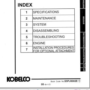 Kobelco Hydraulic Excavator SK40SR 2 SK45SR 2 Shop Manual 2