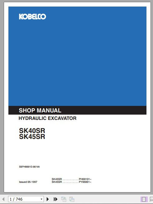 Kobelco Hydraulic Excavator SK40SR SK45SR Shop Manual 1