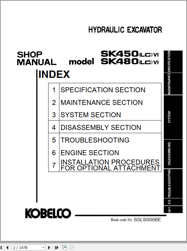 Kobelco Hydraulic Excavator SK450LC VI SK480LC VI Service Manual 2