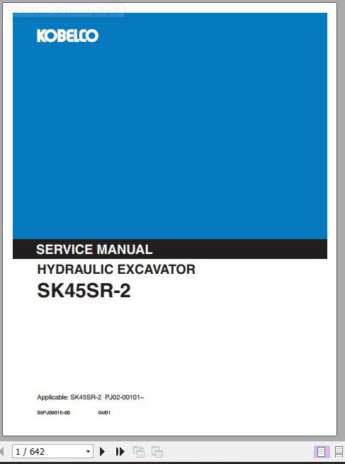 Kobelco Hydraulic Excavator SK45SR 2 Service Manual 1