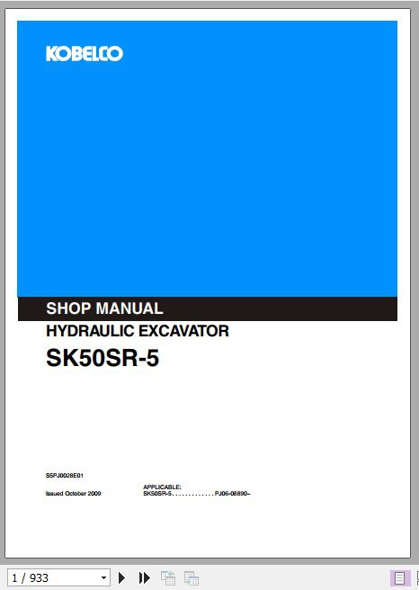 Kobelco Hydraulic Excavator SK50SR 5 I Shop Manual 1