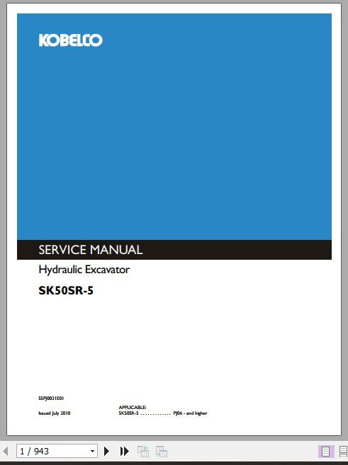 Kobelco Hydraulic Excavator SK50SR 5 Service Manual 1