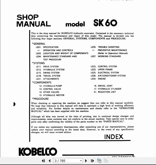 Kobelco Hydraulic Excavator SK60 Service Manual 2