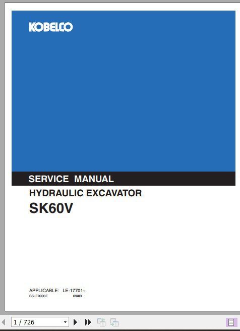 Kobelco Hydraulic Excavator SK60V Service Manual 1