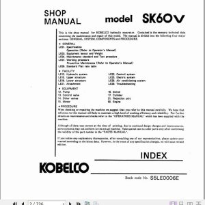 Kobelco Hydraulic Excavator SK60V Service Manual 2