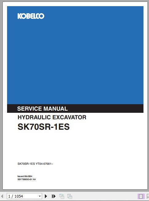 Kobelco Hydraulic Excavator SK70SR 1ES Service Manual 1