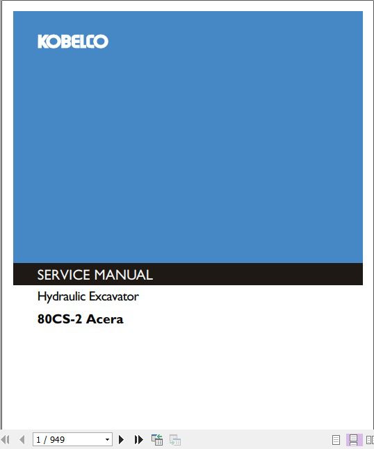 Kobelco Hydraulic Excavator SK80CS 2 Acera Service Manual 1