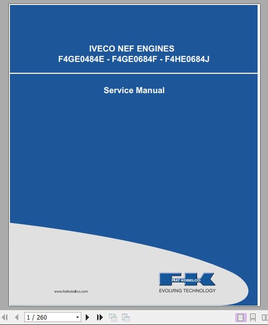 Kobelco Iveco Nef Engine F4GE0484E F4GE0684F F4HE0684J Service Manual 1