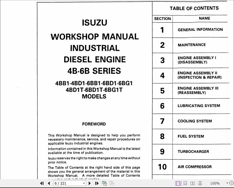 Kobelco K904 II K905LC II Isuzu Industrial Diesel Engine Service Manual 2