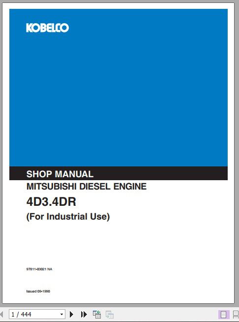 Kobelco Mitsubishi 4D3 4DR Diesel Engine For Industrial Use Service Manual 1