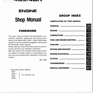 Kobelco Mitsubishi 4D3 4DR Diesel Engine For Industrial Use Service Manual 2