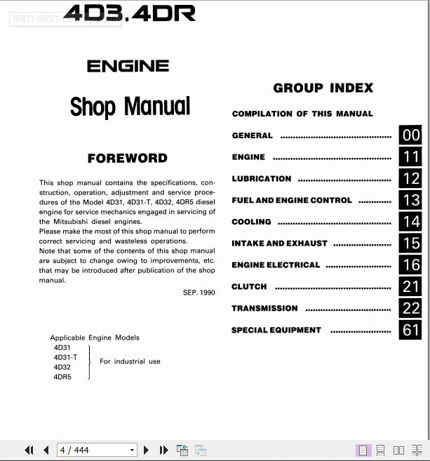 Kobelco Mitsubishi 4D3 4DR Diesel Engine For Industrial Use Service Manual 2