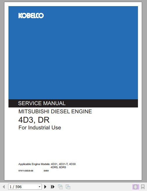 Kobelco Mitsubishi 4D3 DR Diesel Engine For Industrial Use Service Manual 1
