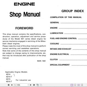 Kobelco Mitsubishi 6D1 Diesel Engine Sevice Manual 2