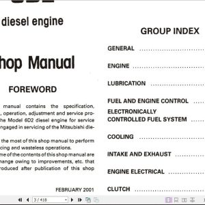 Kobelco Mitsubishi 6D2 Diesel Engine For Industrial Use Sevice Manual 2 1