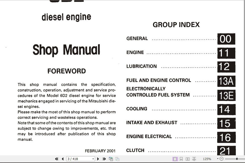 Kobelco Mitsubishi 6D2 Diesel Engine For Industrial Use Sevice Manual 2 1