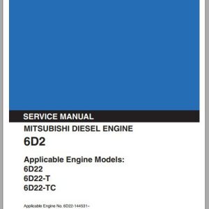 Kobelco Mitsubishi 6D2 T TC Diesel Engine Sevice Manual 1