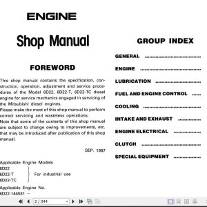 Kobelco Mitsubishi 6D2 T TC Diesel Engine Sevice Manual 2