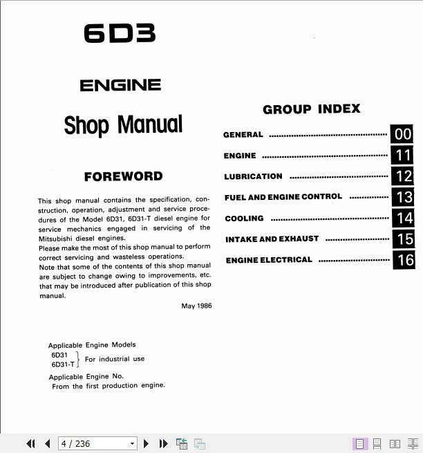 Kobelco Mitsubishi 6D3 K907LC II For industrial use Diesel Engine Sevice Manual 2