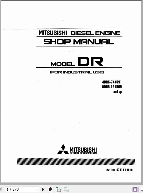 Kobelco Mitsubishi DR Diesel Engine For Industrial Use Shop Manual 1