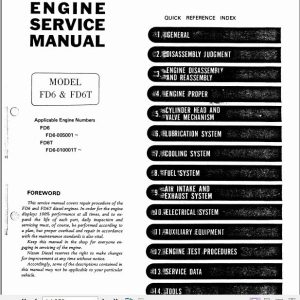 Kobelco Nissan FD6 FD6T Diesel Engine Service Manual 2