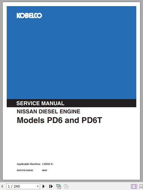 Kobelco Nissan PD6 and PD6T LK850 II Diesel Engine Service Manual 1