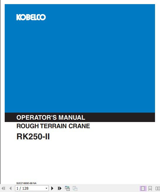 Kobelco Rough Terrain Crane RK250 II Operators Manual 1