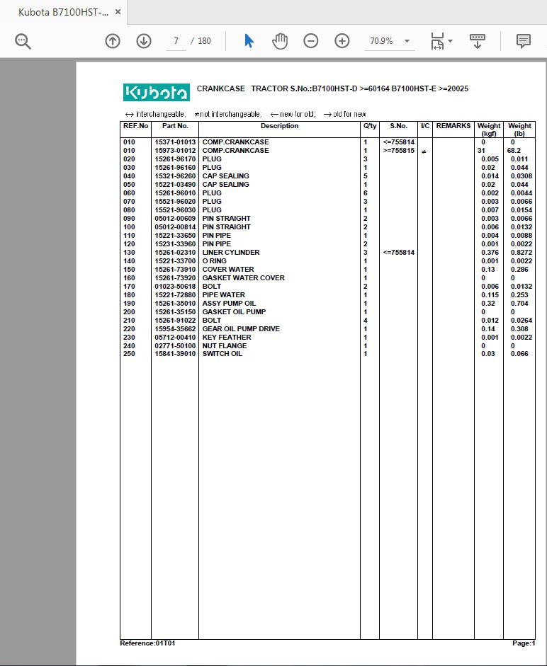 Kubota B7100HST D 60164 Parts Catalogue 5