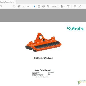 Kubota Power Harrow PH 2301 2351 2401 Parts Manual 1