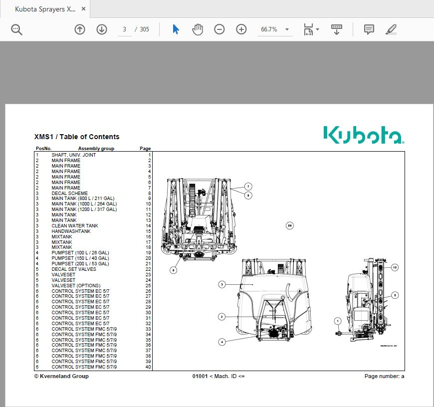 Kubota Sprayers XMS1 Parts Manual 2