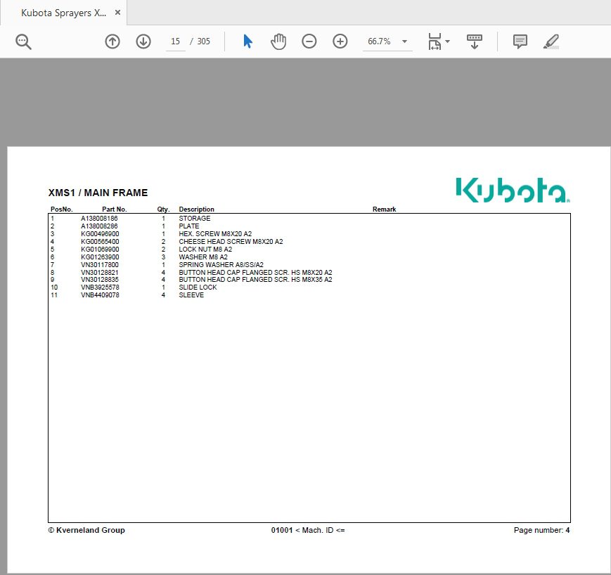 Kubota Sprayers XMS1 Parts Manual 5