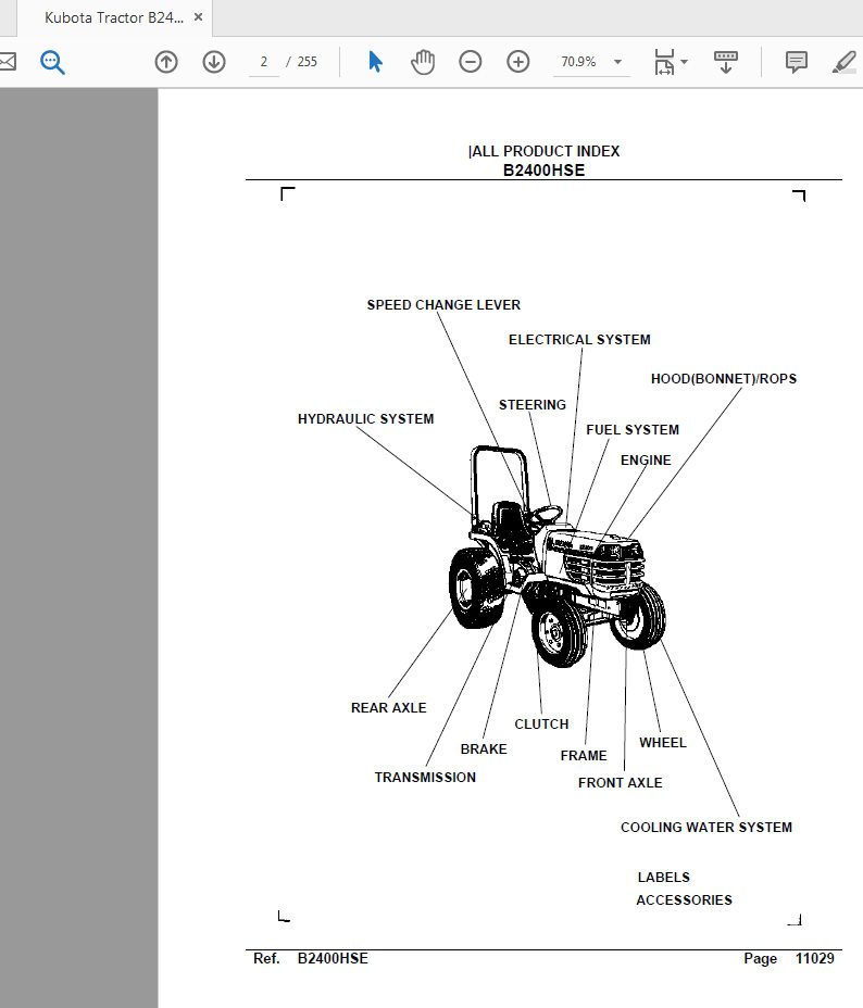 Kubota Tractor B2400HSE Parts Manual 2
