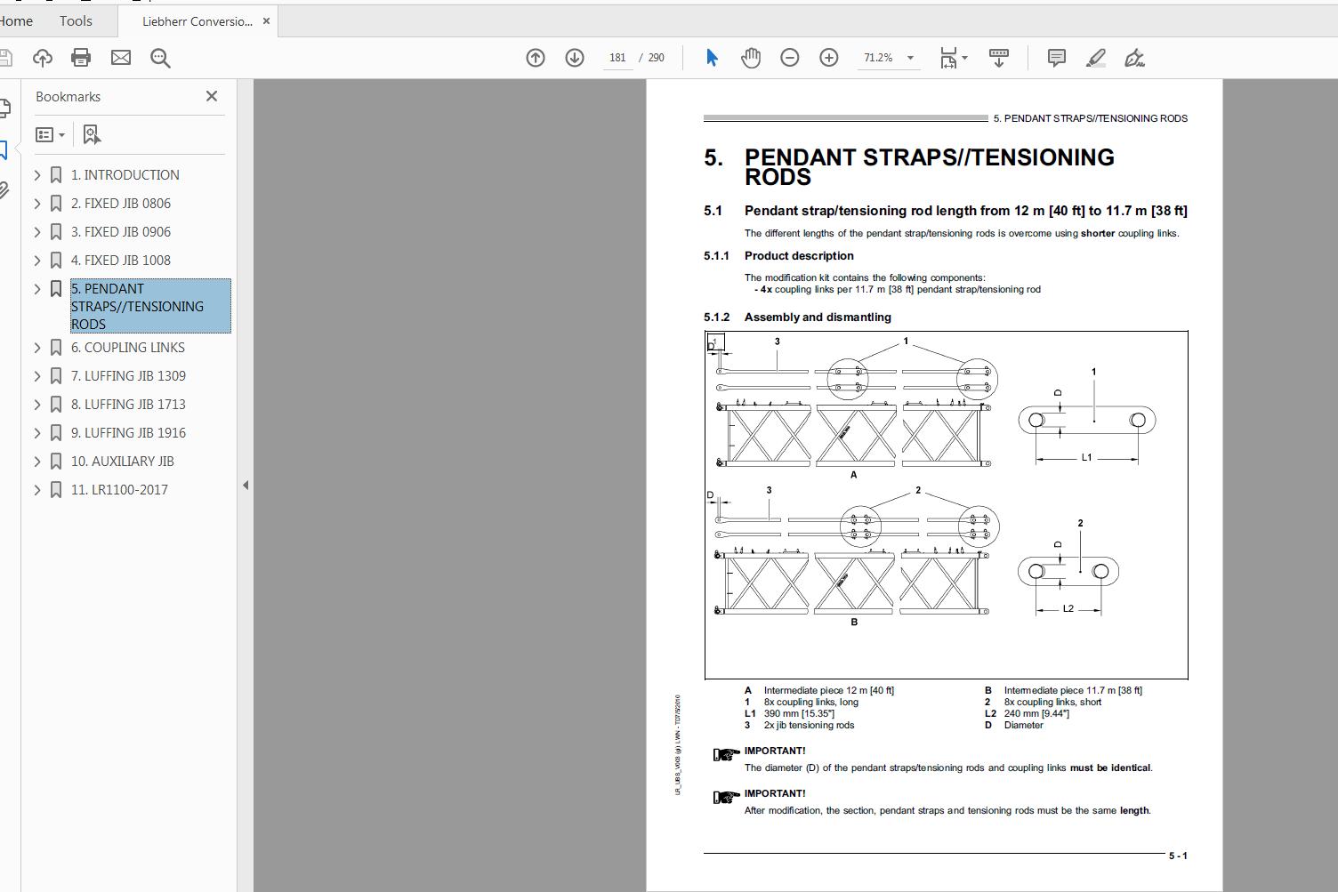 Liebherr Conversion Fixed Jib Luffing Job Auxiliary Jib Operating Manual En 3