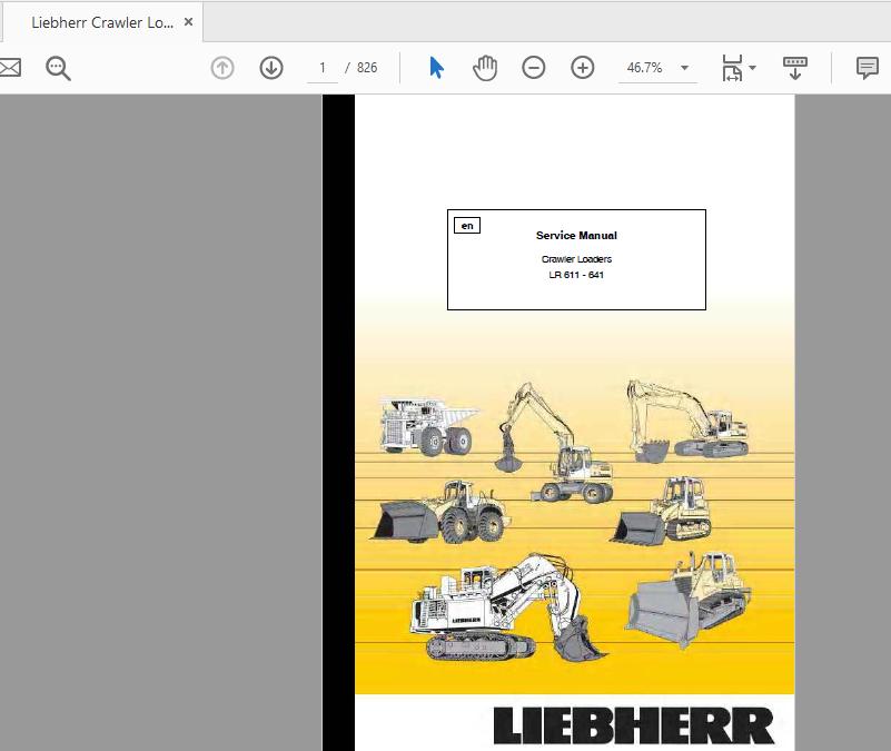 Liebherr Crawler Loader LR611 LR641 Service Manual 1