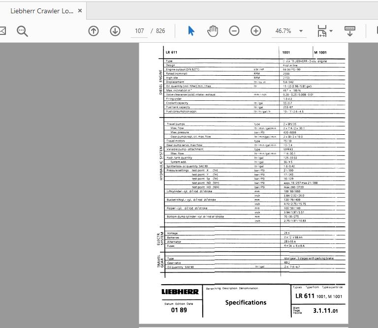 Liebherr Crawler Loader LR611 LR641 Service Manual 2
