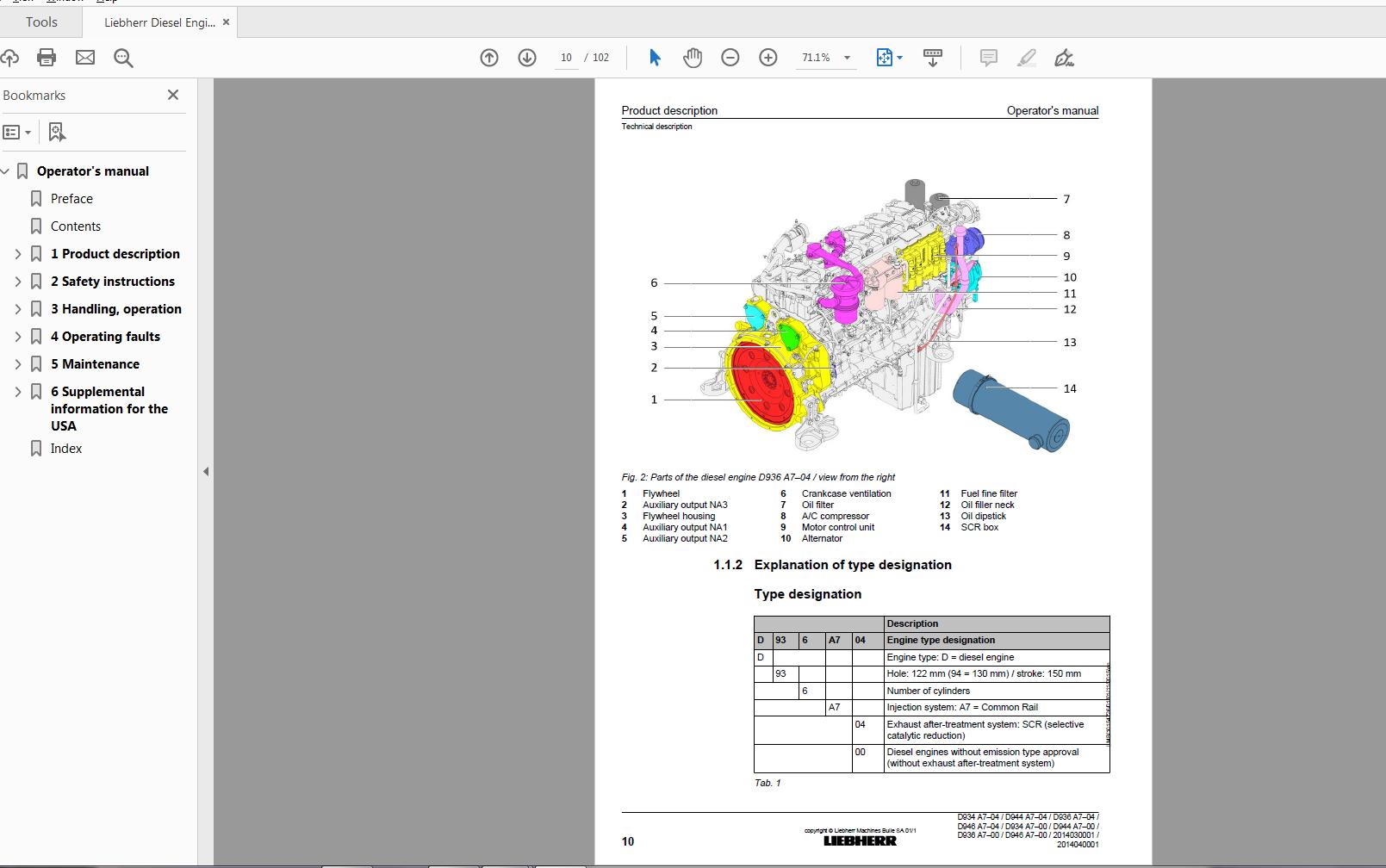 Liebherr Diesel Engine D934 D936 D944 D946 A7 04 A7 00 Operator Manual 2