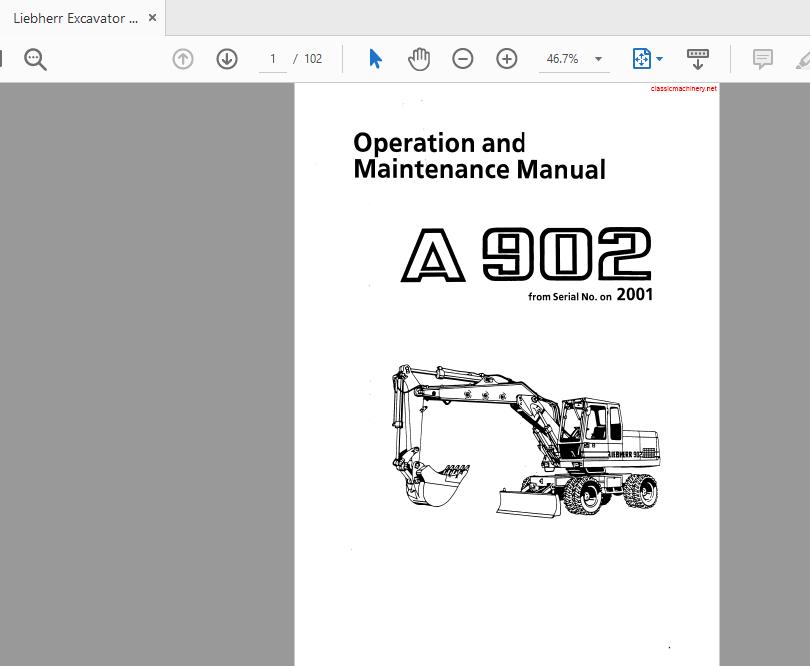 Liebherr Excavator A902 Operation and Maintenance Manual 1
